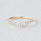 0.22CTW Round Brilliant Cut Curved Bridal Wedding Band