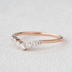 0.22 CT Round Cut Seven Stone Curved Moissanite Wedding Band