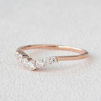 0.22CTW Round Brilliant Cut Curved Bridal Wedding Band