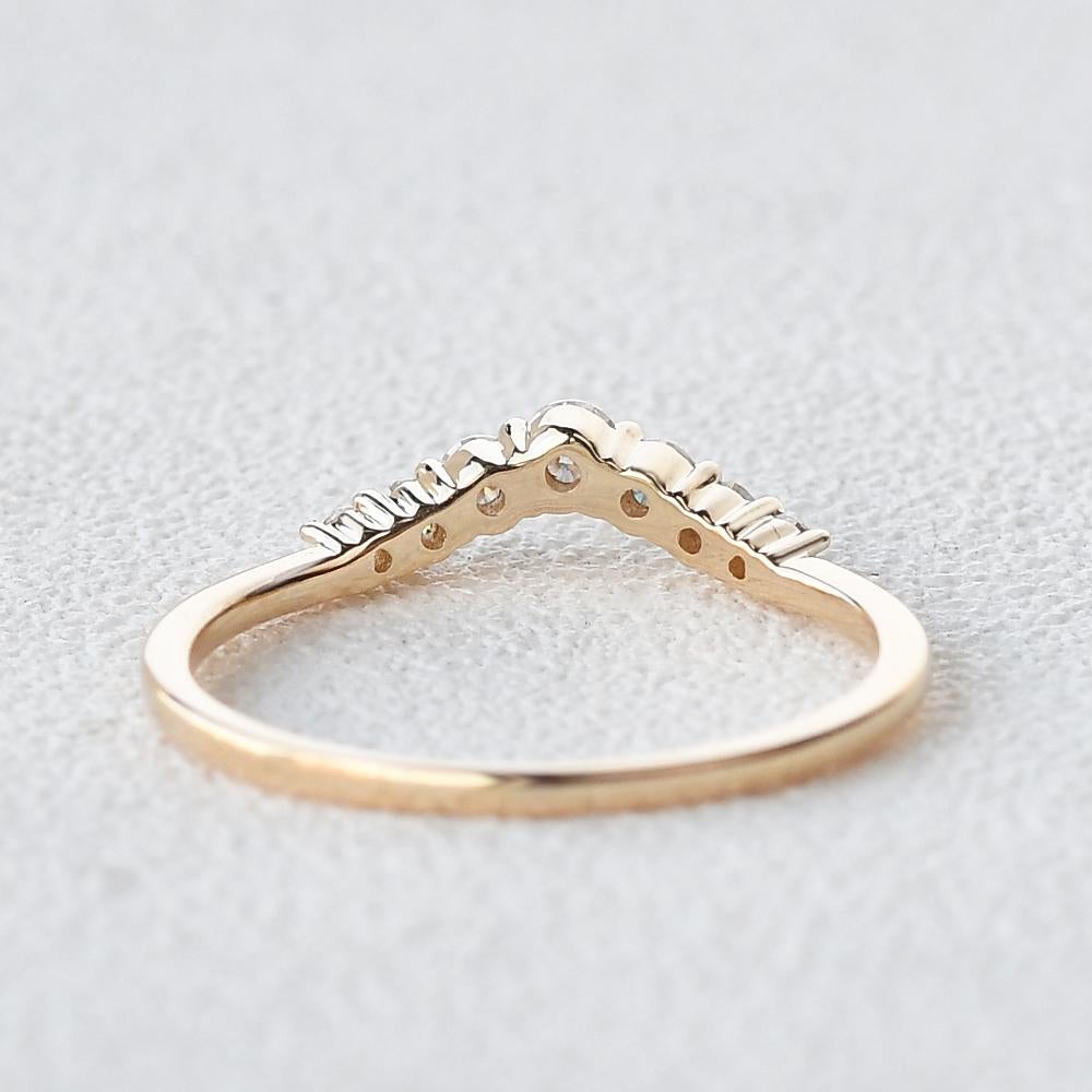 0.22CTW Round Brilliant Cut Curved Bridal Wedding Band