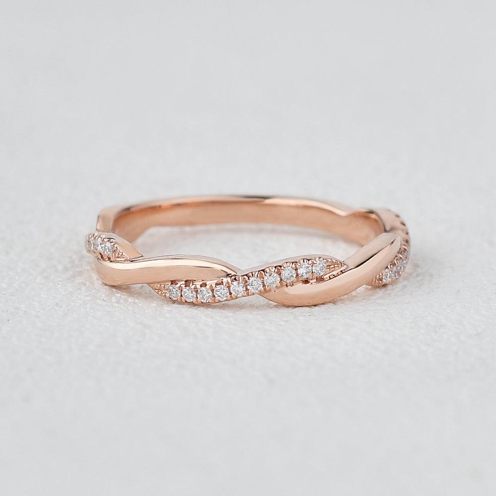 0.12 CT Round Shaped Twisted Moissanite Wedding Band