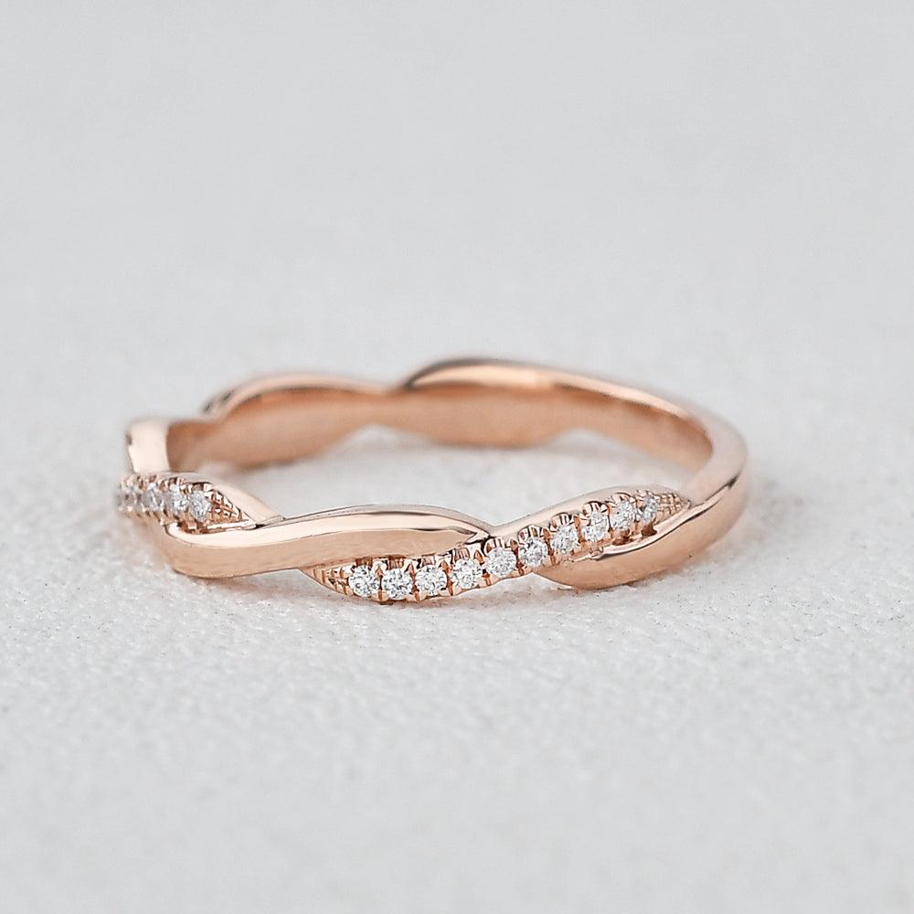 0.12 CT Round Shaped Twisted Moissanite Wedding Band