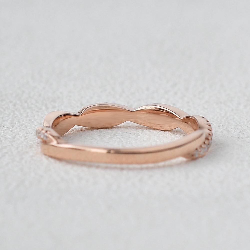 0.12 CT Round Shaped Twisted Moissanite Wedding Band