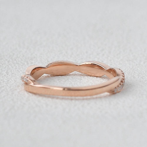 0.12 CT Round Shaped Twisted Moissanite Wedding Band