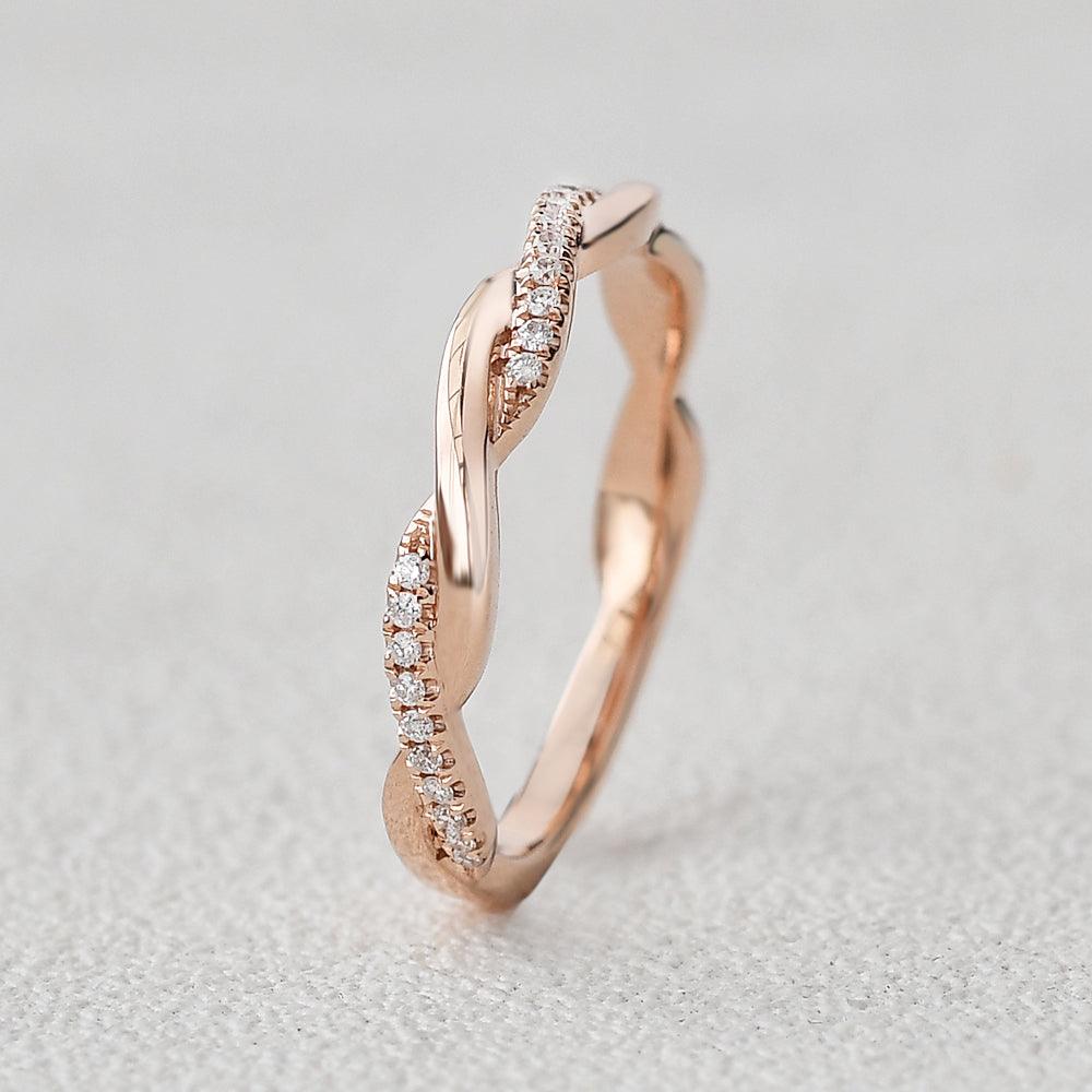 0.12 CT Round Shaped Twisted Moissanite Wedding Band