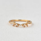 0.05 CTW Round Brilliant Cut Curved Vintage Style Wedding Band