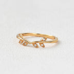 0.05 CTW Round Brilliant Cut Curved Vintage Style Wedding Band
