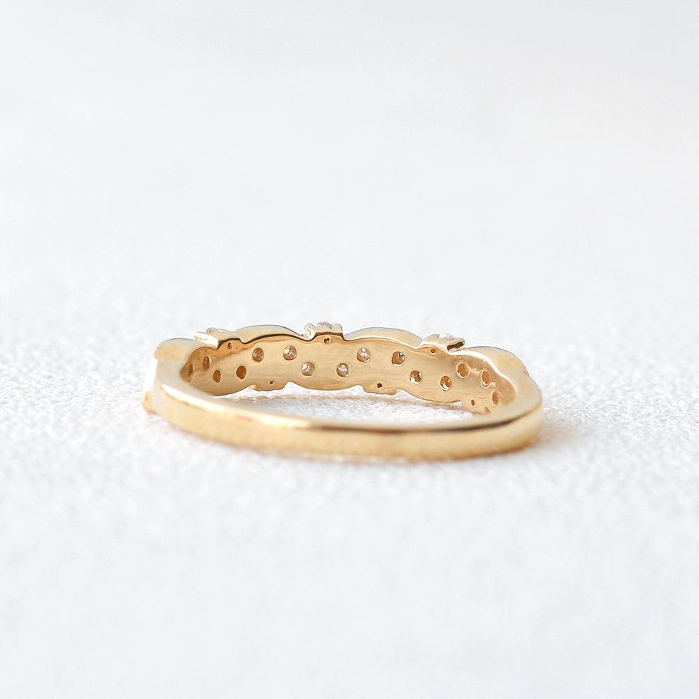 0.19 CT Round Art Deco Style Moissanite Wedding Band