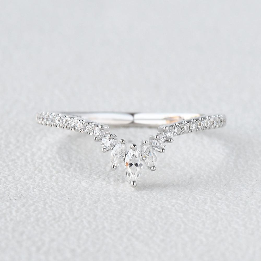 0.36 CT Marquise And Round Moissanite Wedding Band
