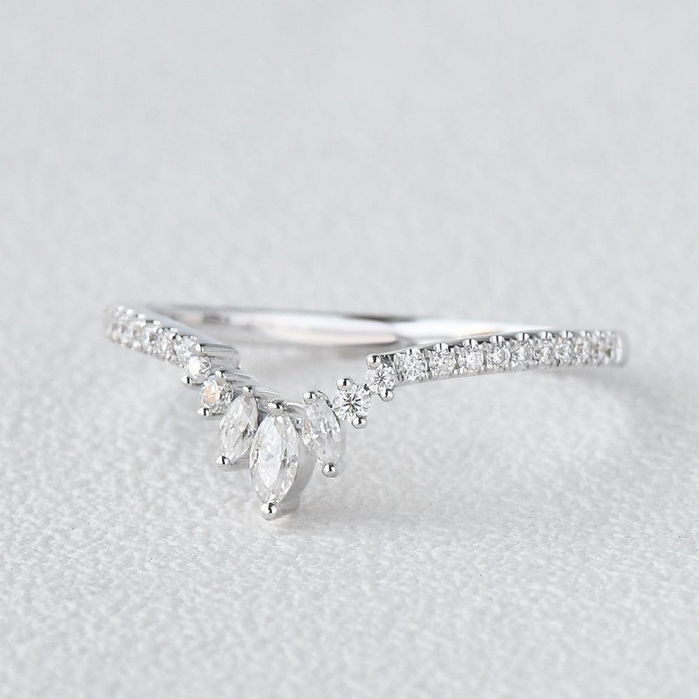 0.36 CT Marquise And Round Moissanite Wedding Band
