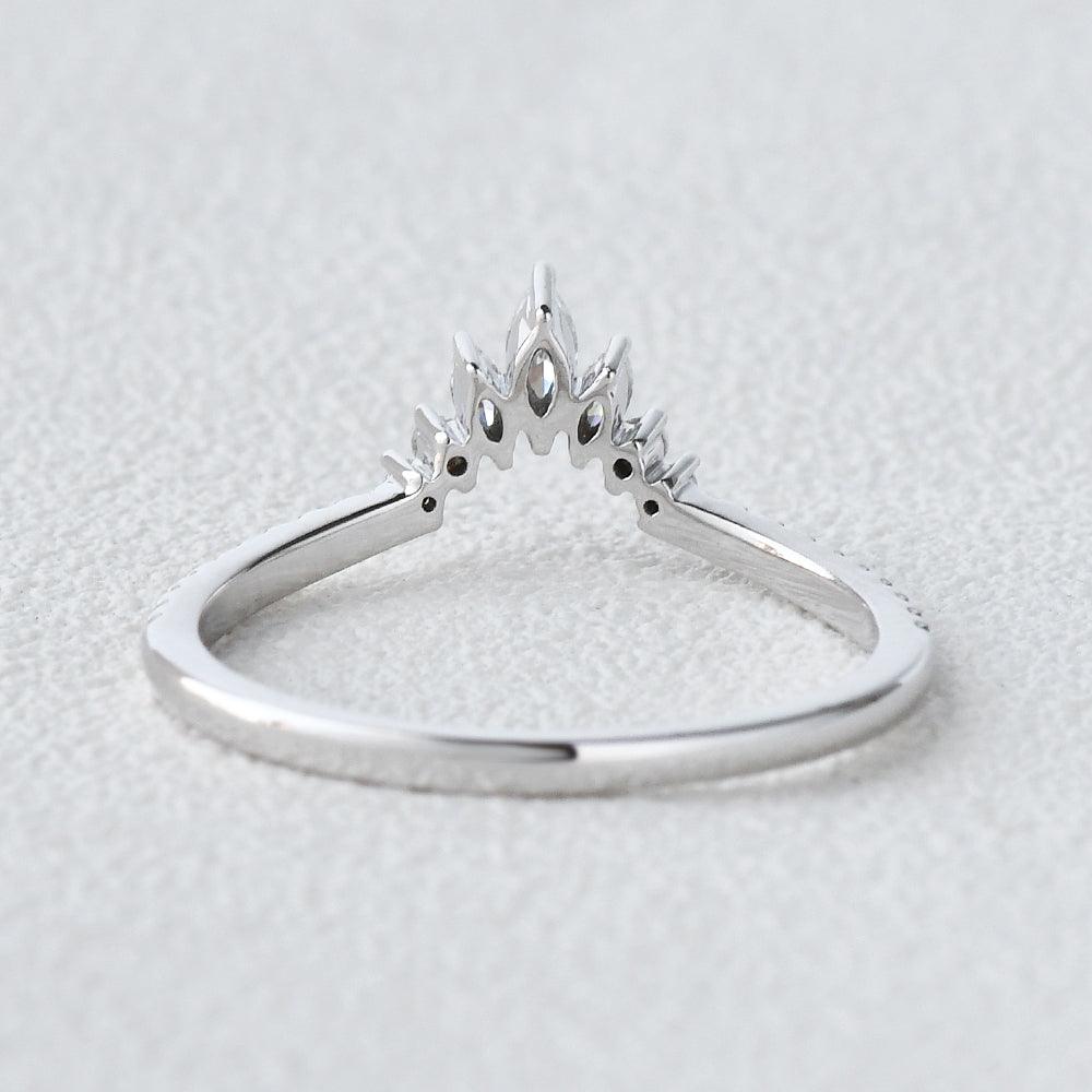 0.36 CT Marquise And Round Moissanite Wedding Band