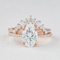 1.86CT Oval Cut Moissanite Pave Bridal Ring Set