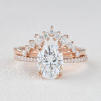 1.86CT Oval Cut Moissanite Pave Bridal Ring Set