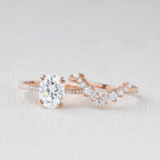 1.86CT Oval Cut Moissanite Pave Bridal Ring Set