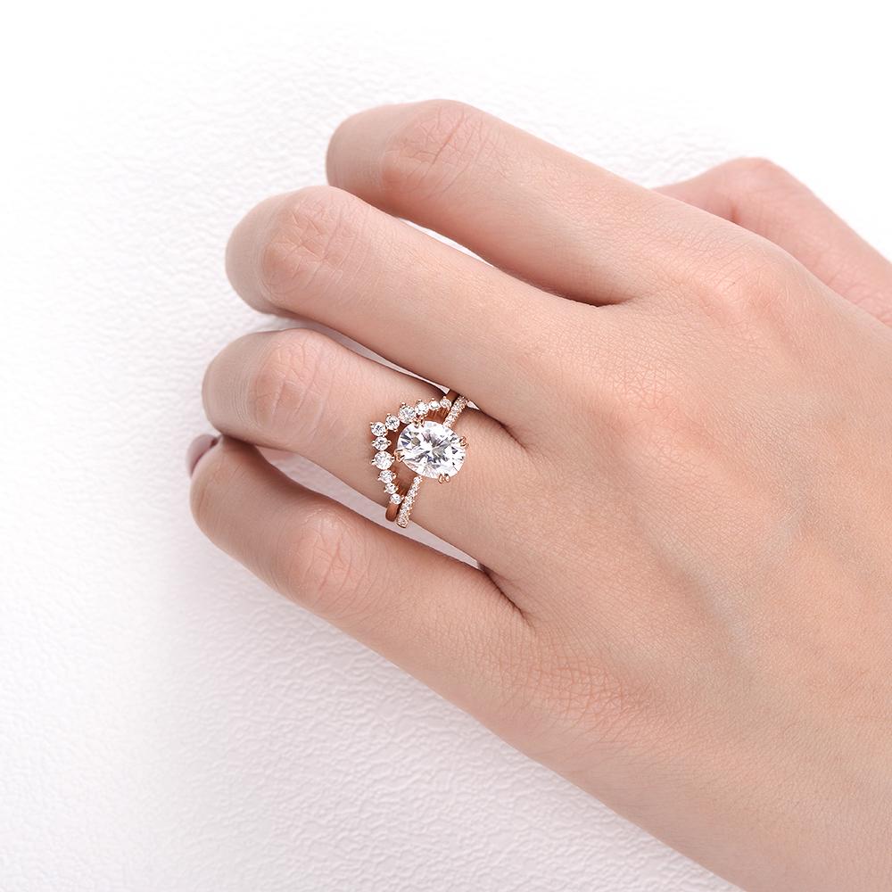 1.86CT Oval Cut Moissanite Pave Bridal Ring Set