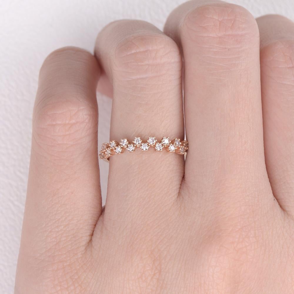 0.17CTW Round Brilliant Cut Unique Anniversary Wedding Band Secondary image