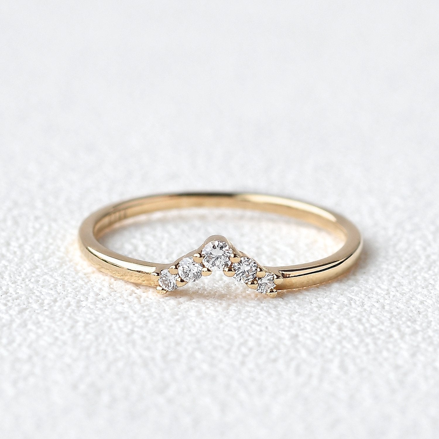 1.3 MM Round Brilliant Cut V Curved Moissanite Wedding Band Secondary image
