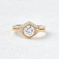 1.0CT Round Brilliant Cut Moissanite Hexagon Shape Bridal Ring Set
