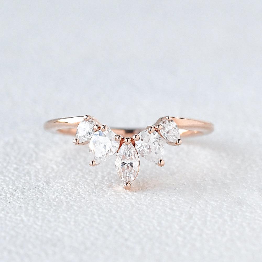0.6 CT Marquise And Pear Moissanite Wedding Band Main image
