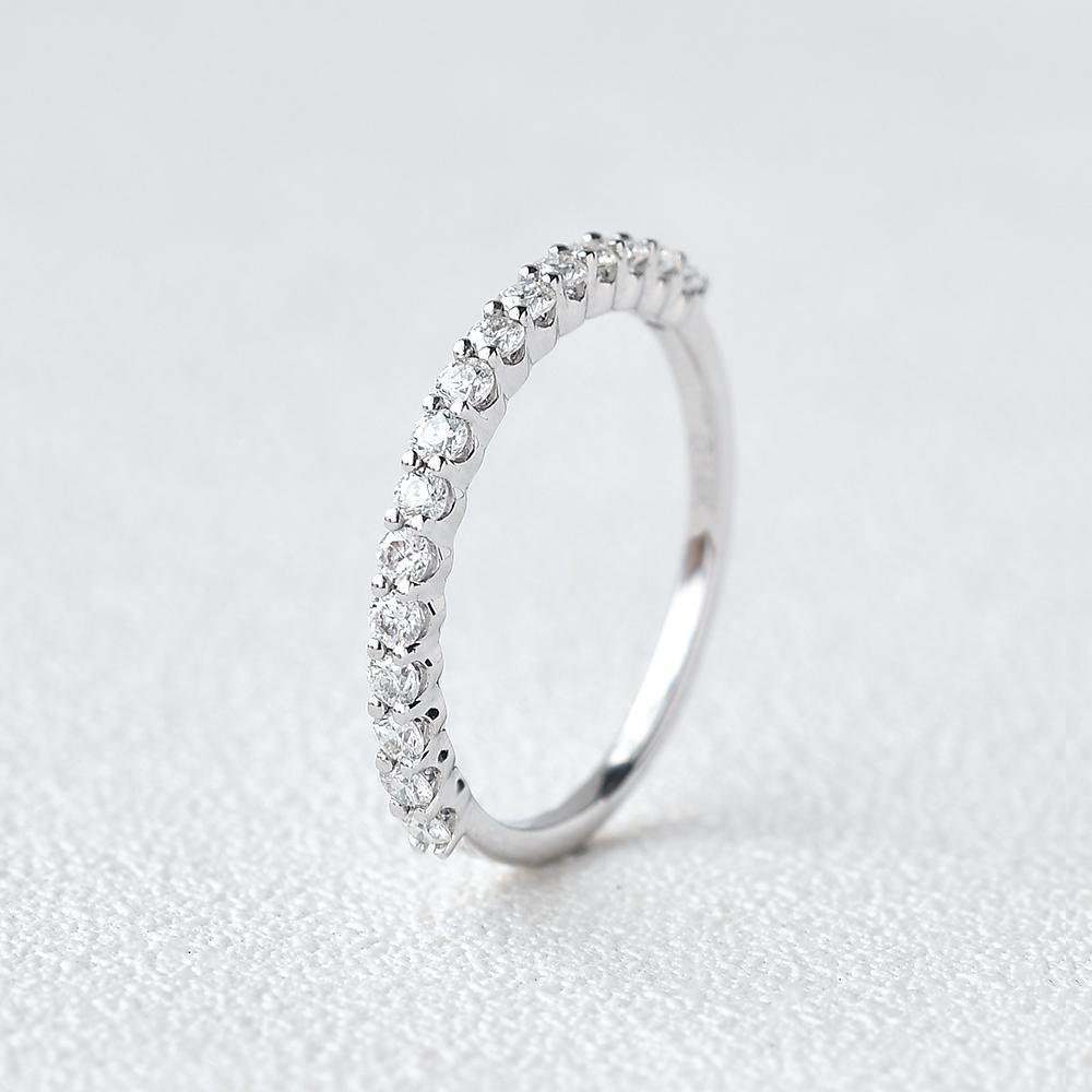 0.20CTW Round Brilliant Half Eternity Perfect Moissanite Wedding Band