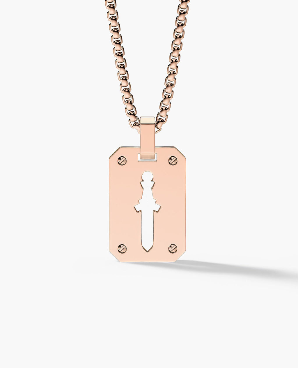 SHADOW DAGGER Gold Dog Tag Pendant
