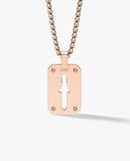 SHADOW DAGGER Gold Dog Tag Pendant