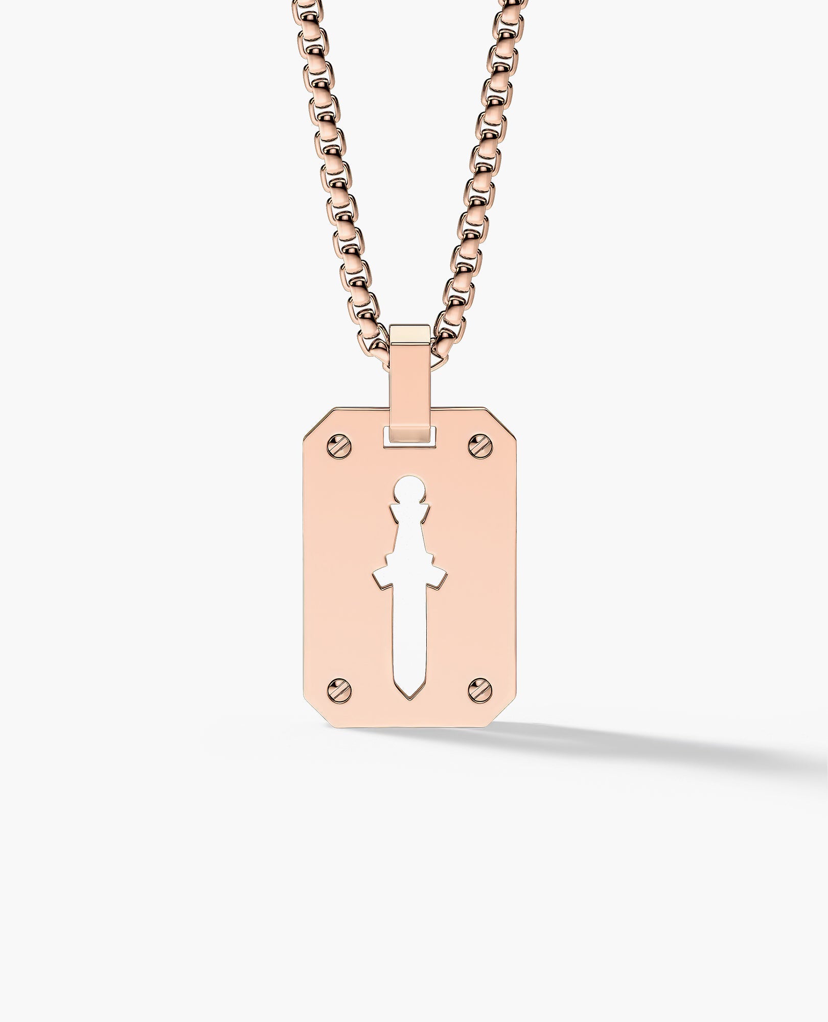SHADOW DAGGER Gold Dog Tag Pendant