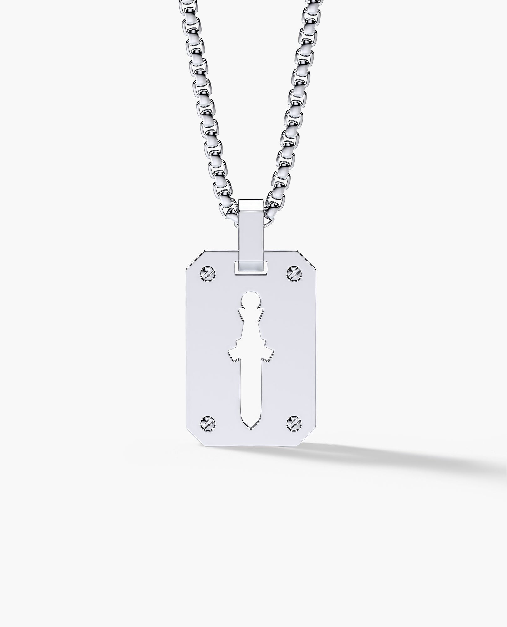 SHADOW DAGGER Gold Dog Tag Pendant