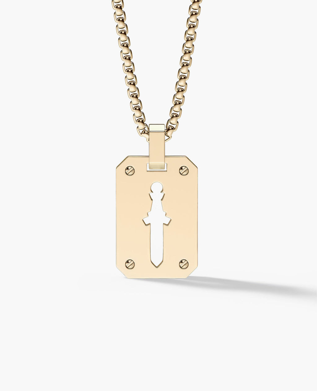SHADOW DAGGER Gold Dog Tag Pendant