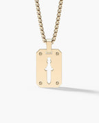 SHADOW DAGGER Gold Dog Tag Pendant