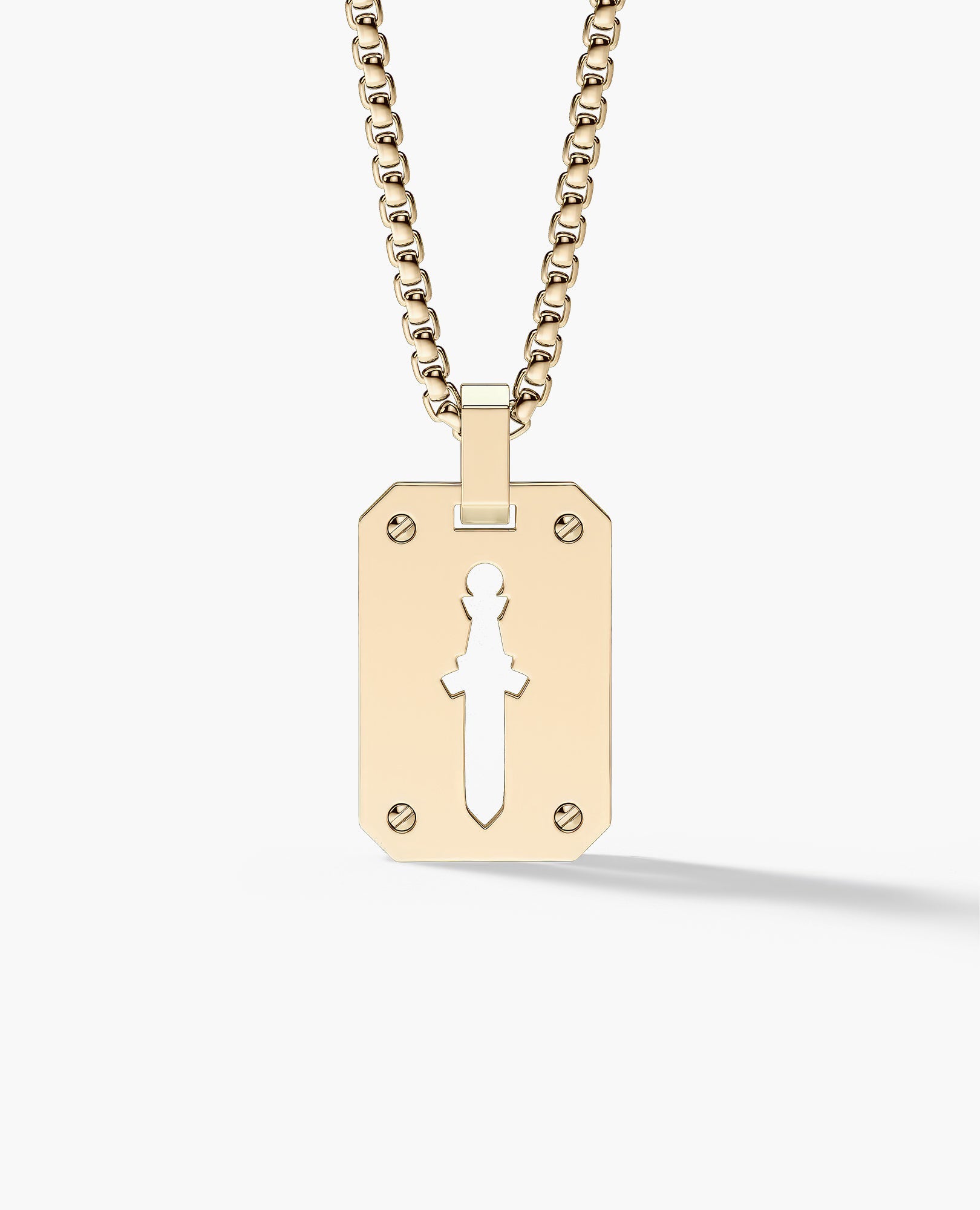 SHADOW DAGGER Gold Dog Tag Pendant