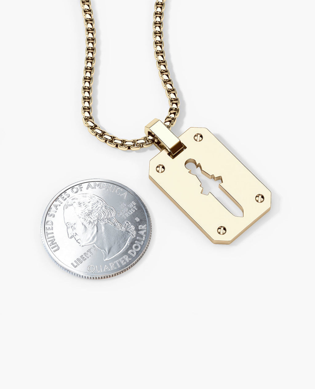 SHADOW DAGGER Gold Dog Tag Pendant