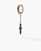 DANGLE Dagger Hoop Gold Earring on the chain with 0.20ct Black Diamonds