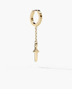 DANGLE Dagger Hoop Gold Earring on the chain with 0.20ct Black Diamonds