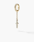 DANGLE Dagger Hoop Gold Earring on the chain with 0.20ct Diamonds
