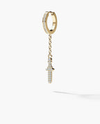 DANGLE Dagger Hoop Gold Earring on the chain with 0.20ct Diamonds