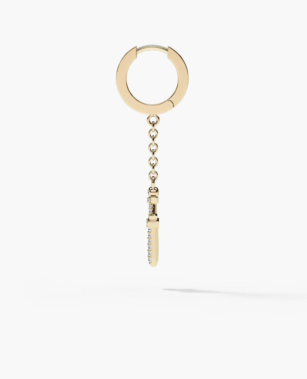 DANGLE Dagger Hoop Gold Earring on the chain with 0.20ct Diamonds
