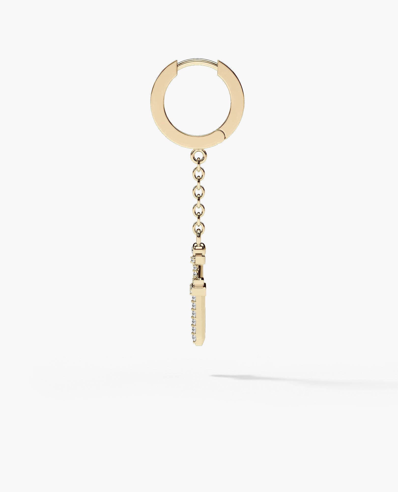 DANGLE Dagger Hoop Gold Earring on the chain with 0.20ct Diamonds