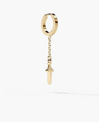 DANGLE Dagger Hoop Gold Earring on the chain with 0.20ct Diamonds