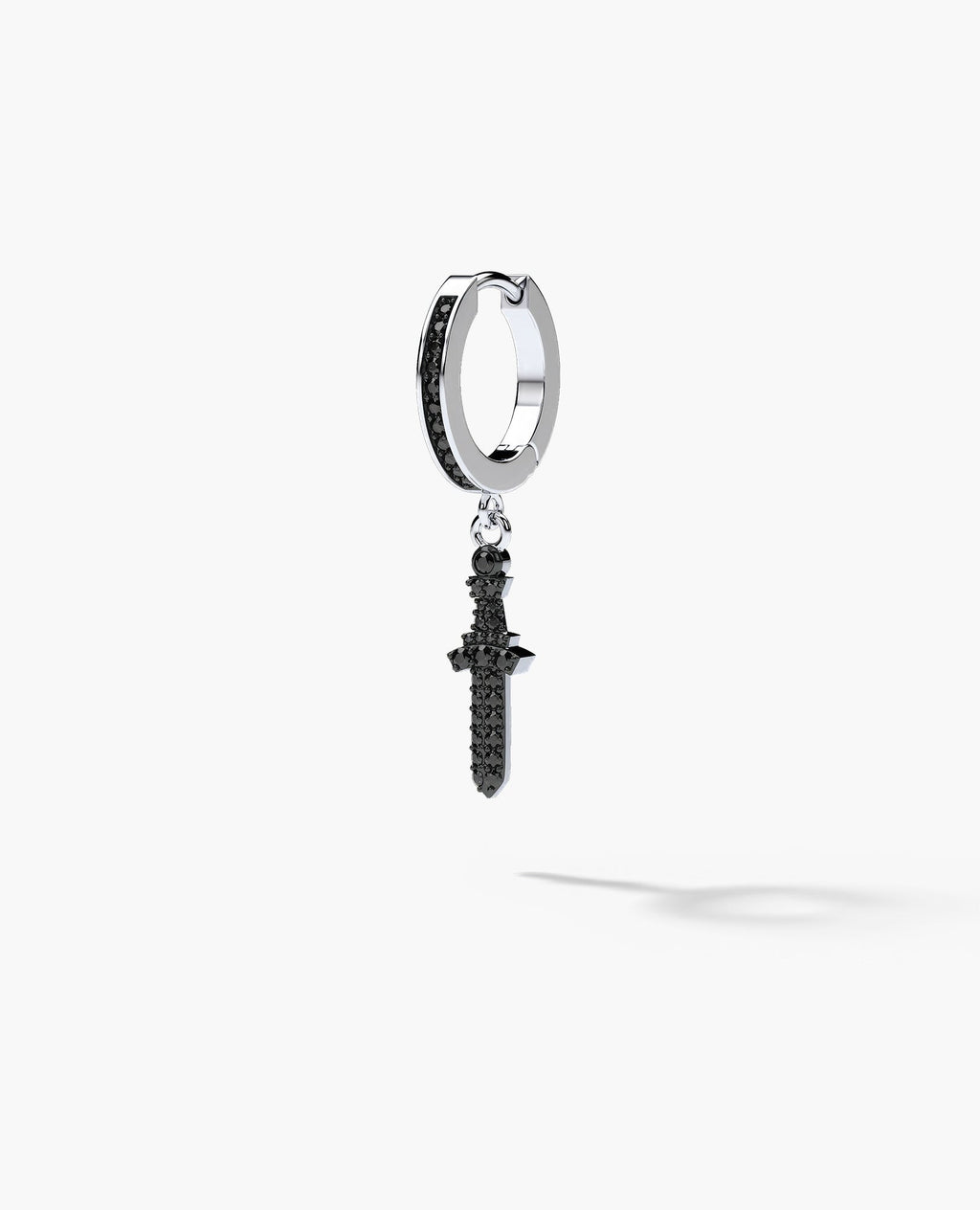 DANGLE Dagger Hoop Gold Earring with 0.20ct Black Diamonds
