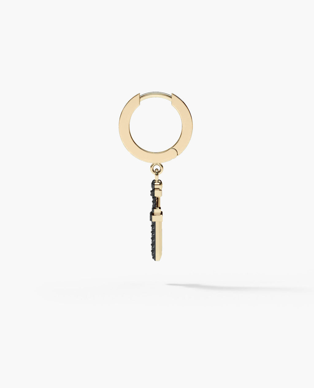 DANGLE Dagger Hoop Gold Earring with 0.20ct Black Diamonds