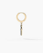 DANGLE Dagger Hoop Gold Earring with 0.20ct Black Diamonds
