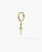DANGLE Dagger Hoop Gold Earring with 0.20ct Black Diamonds
