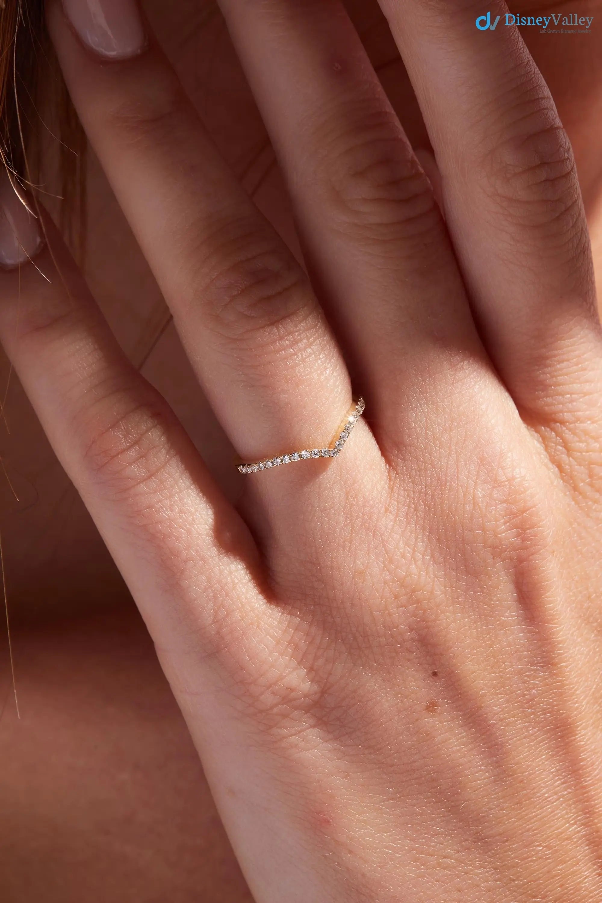 Dainty 14k Gold Chevron Ring | V Shape Thin Diamond Ring | Fine Gold Jewelry Secondary image