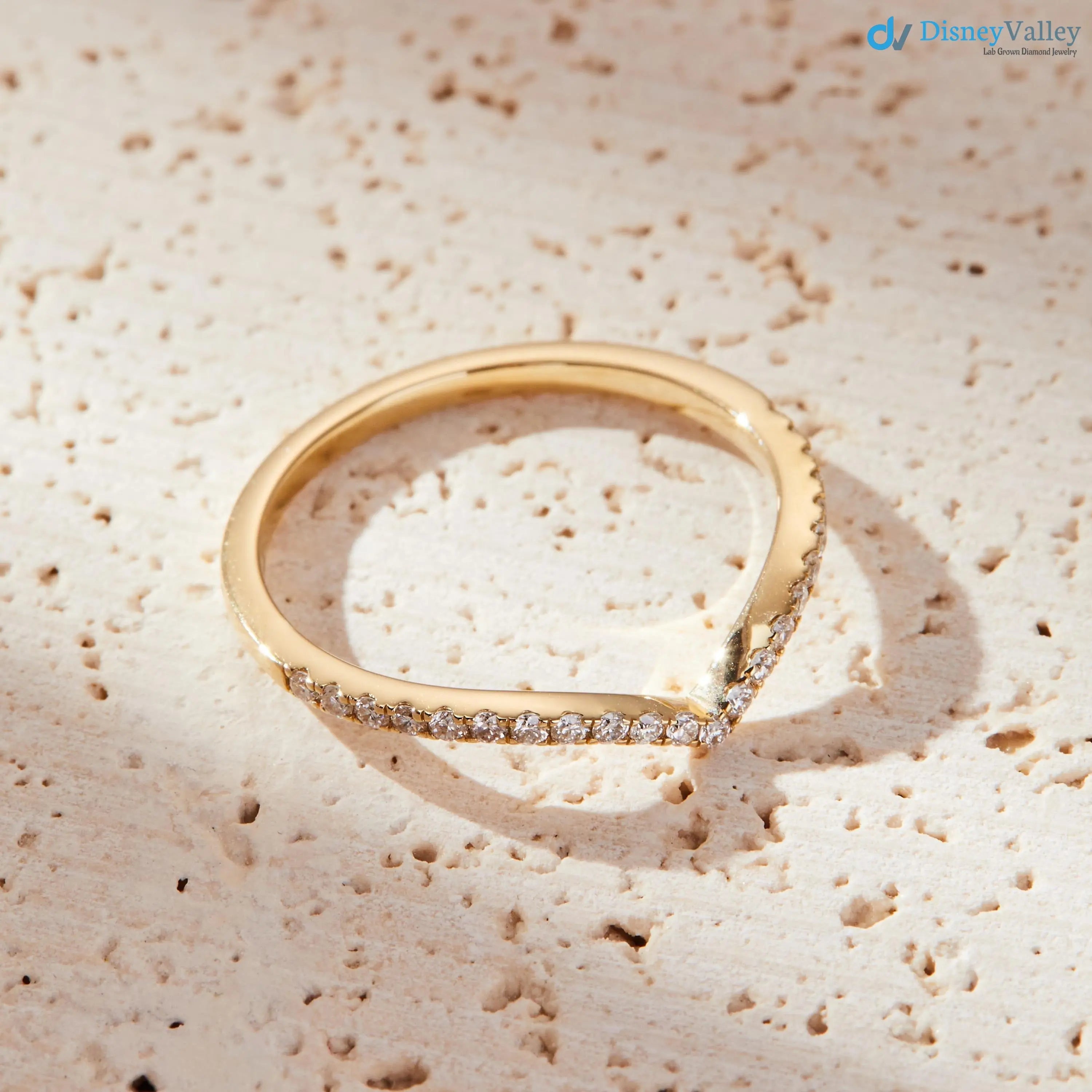 Dainty 14k Gold Chevron Ring | V Shape Thin Diamond Ring | Fine Gold Jewelry DisneyValley
