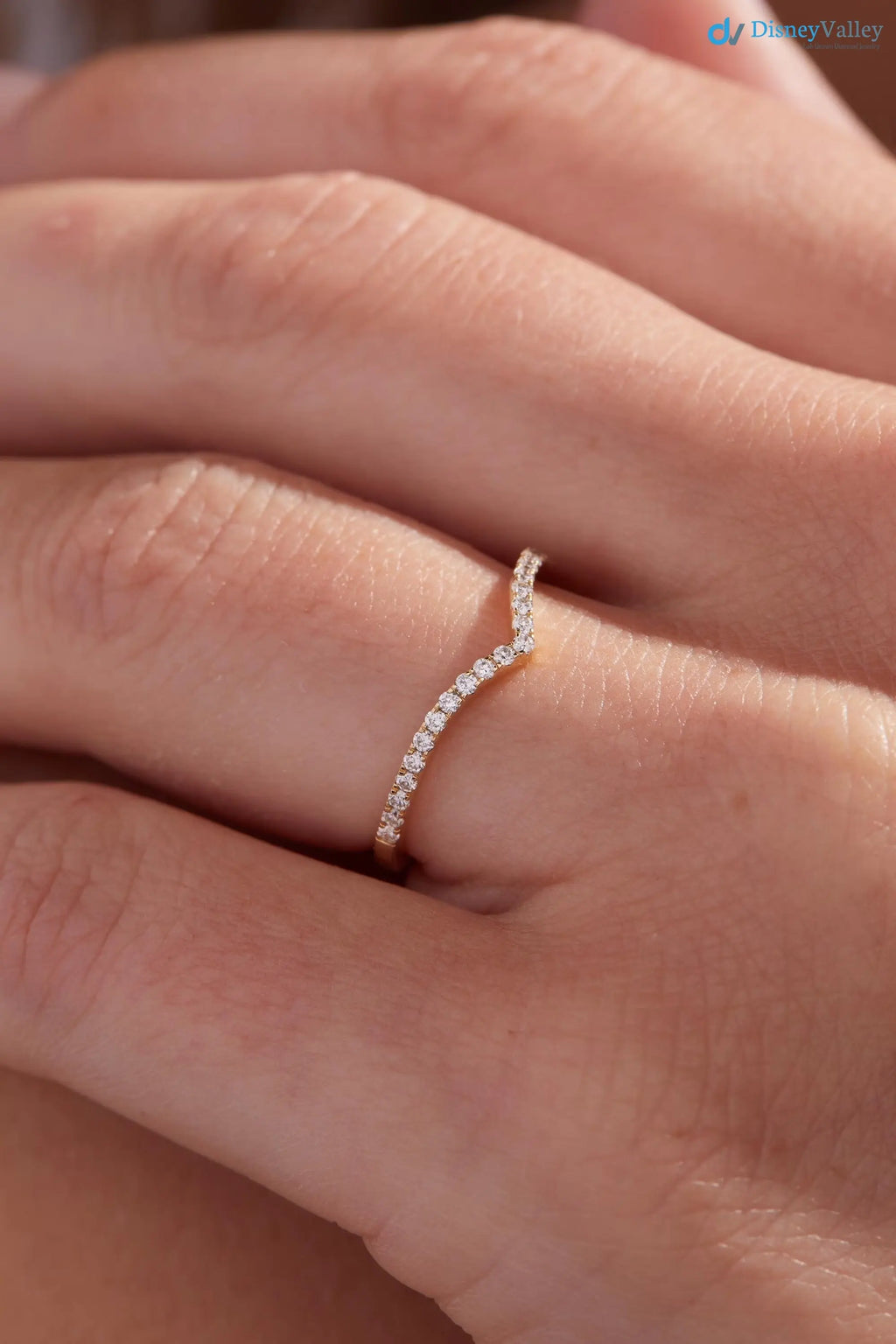 Dainty 14k Gold Chevron Ring | V Shape Thin Diamond Ring | Fine Gold Jewelry DisneyValley