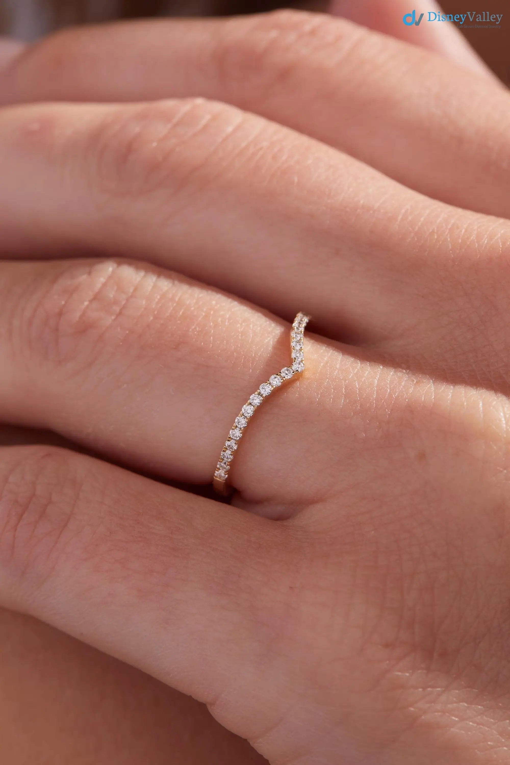 Dainty 14k Gold Chevron Ring | V Shape Thin Diamond Ring | Fine Gold Jewelry DisneyValley