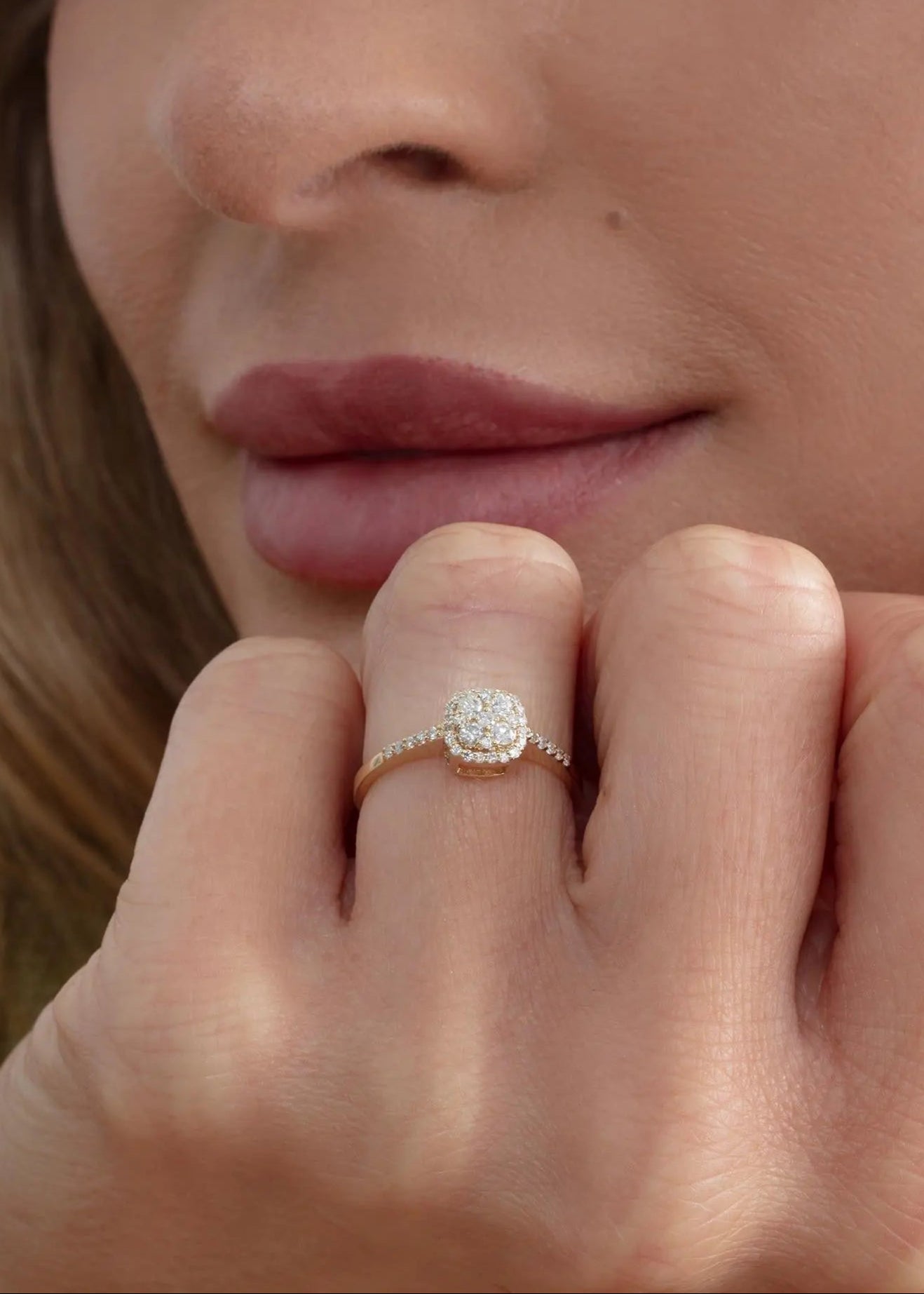 Dainty Cluster Round lab grown Diamond Engagement Ring - DisneyValley Main image