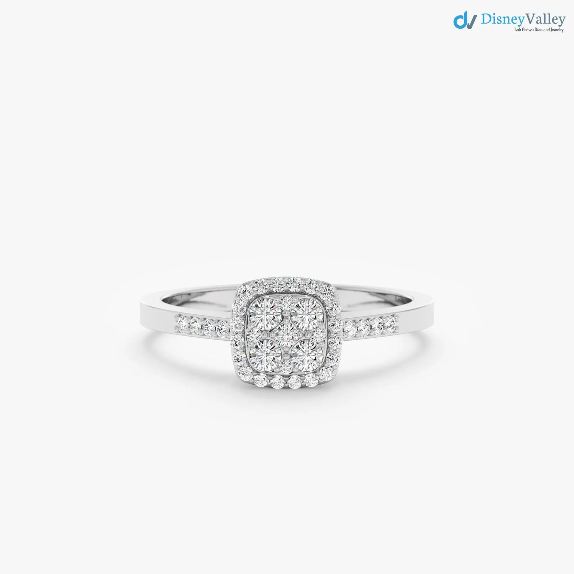 Dainty Cluster Round lab grown Diamond Engagement Ring - DisneyValley