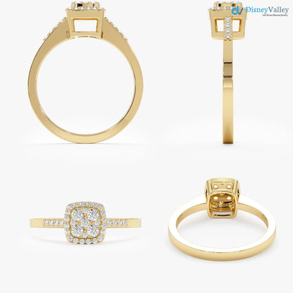 Dainty Cluster Round lab grown Diamond Engagement Ring - DisneyValley